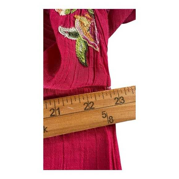 Figueroa & Flower Floral Blouse Pink Embroidered XL Button Roll‎ Tab Sleeve Fig - Picture 9 of 14